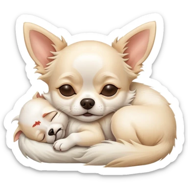 Hairy white chihuahua deeply asleep sticker