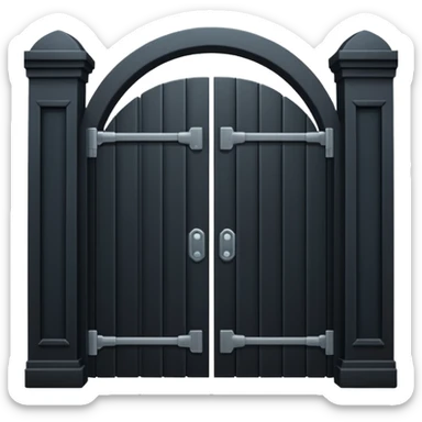 iOS emoji, minimal dark gate, sealed door, flat design sticker