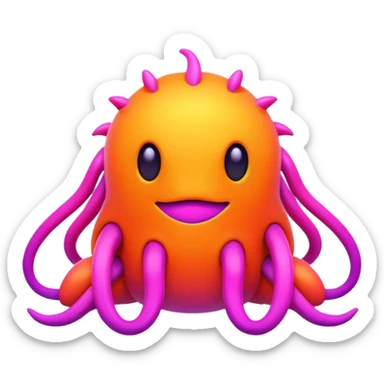  lush warm-colored colorful neon-colored cyber-Fakémon-Digimon-creature sticker