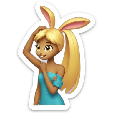 Lola Bunny brushing her hair sticker