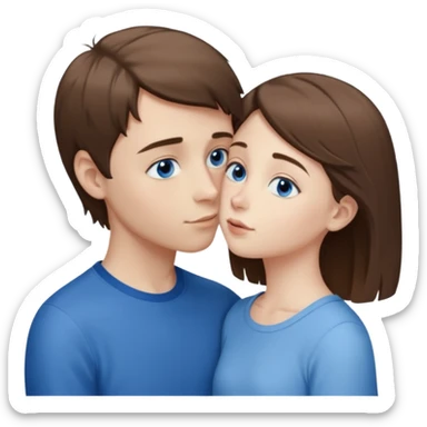 tall pale boy with blue eyes and medium length hair kissing a short girl with blue eyes and light brown shoulder length hair  sticker