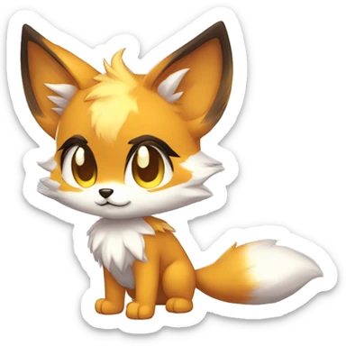 shiny anthro-sparkle-furry fur-sona kemono-style-chibi-style cat-fox-Fakémon-hybrid full body sticker