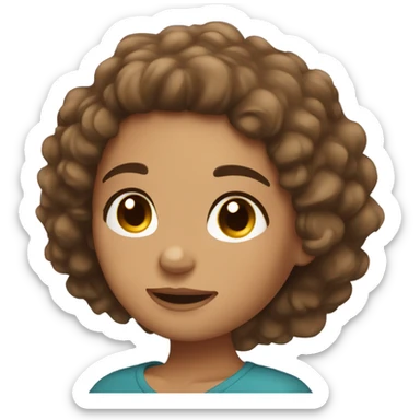 girl laying on pillow, curly brown hair with medium light skin sticker