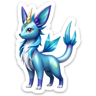 Shiny Colorful Iridescent Cobalion-Suicune-Vaporeon-fakemon (full body) sticker