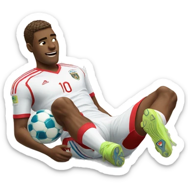 soccer player on the floor holding his knee in pain sticker