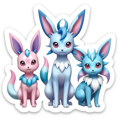 Kawaii Sylveon-Glaceon-Vaporeon-Espeon-Pokemon full body sticker
