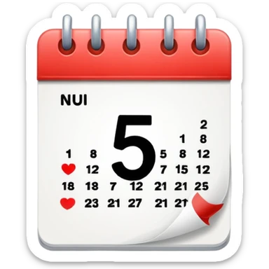 calendario de uma folha de numero 5 sticker