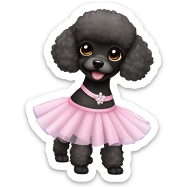 Black toy poodle in ballet tutu sticker