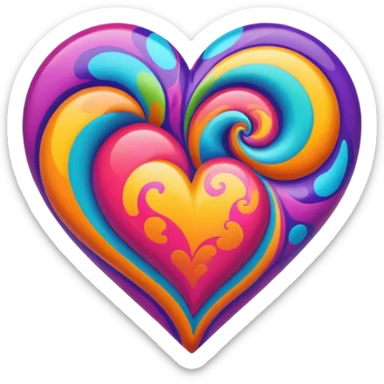 Psychedelic heart sticker
