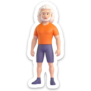 white man in his 40s, long tight curly hair with short sides sticker