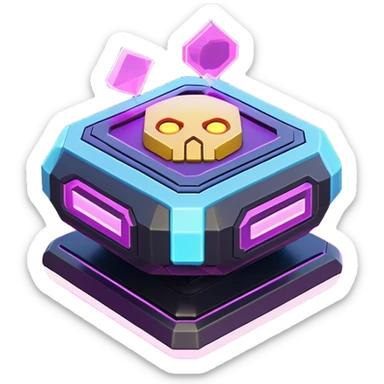 Clash of Clans aesthetic: Cinematic Playful 3D Isometric Sci-Fi Console Emoji, rendered in a 3D vector-style similar to standard emojis with minimal shading and bold, simplified shapes. A compact, distinct form with signature details, softly glowing with a futuristic sci-fi warfare charm. Simplified yet unmistakably iconic, highly detailed and consistent, glowing with a soft radiance and high shine. Stylized with a touch of high-tech brilliance and a soft glowing outline, capturing the essence of a beloved gaming relic with a friendly, playful manner! sticker