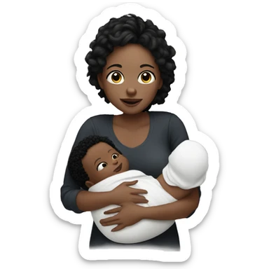 White mom holding baby boy with white skin and black hair and white skin newborn boy baby white skin black hair sticker