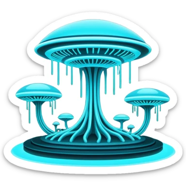extraterrestrial futuristic otherworldly cyan bioluminescent neon-glowing aesthetic scenery sticker