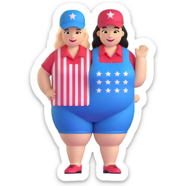 cheerful plus-size person with American hat sticker