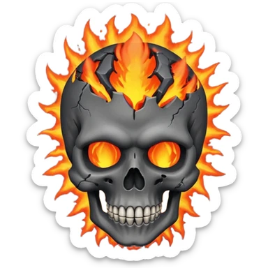 Skull who's upper side is exploded with an volcano eruption in his mind sticker