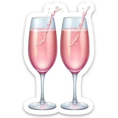 Two stemmed glasses filled with pink champagne clinked together sticker