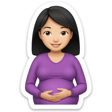 pregnant asian woman with black hair sticker