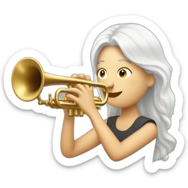 A long white hair woman playing the trumpet sticker