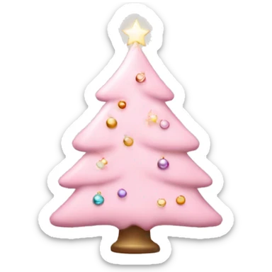 Light Pink Christmas tree with lights and ornaments sticker