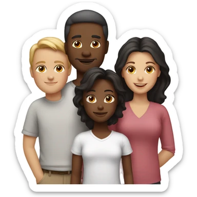 2 white parents 1 black daughter, 2 white sons, 1 white daughter  sticker