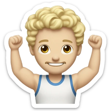 full body raised arms light curl blonde 30yo man blue eyed pale skin sticker