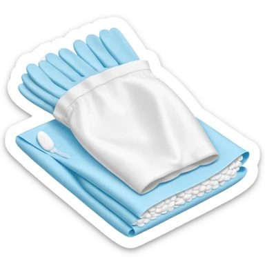 disposable gloves, cotton pads and swabs lying on a table sticker