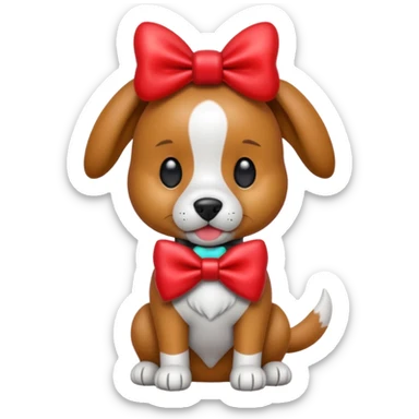 animatronic dog with red bow time like fnaf but dog emoji apple sticker