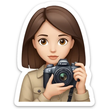 beautiful pale brunette girl with canon camera sticker