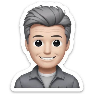 Rick Astley but he has a gray entity head where the entity has no eyes and the smile is black and has stitches on it and he has a cut between his left eye and his clothes are gray and the background is pitch black sticker