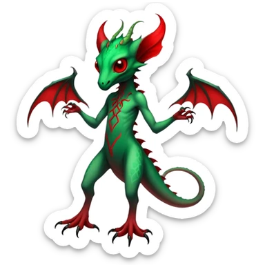 Cool Edgy Green Red ethereal eldritch badass Fionbri-Vernid-Trico-animal-creature full body sticker
