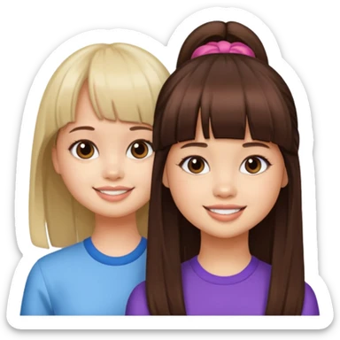 Debby Ryan (straight bangs) and Jenna Ortega sticker