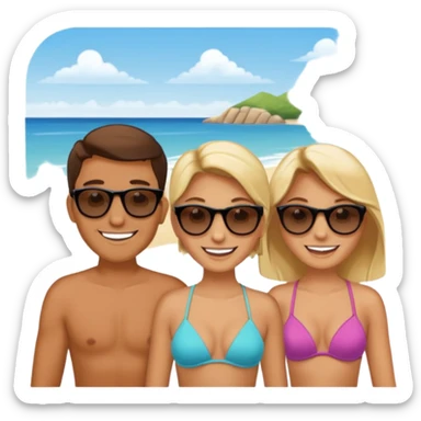 3 persons going on holiday vacation, group travel sticker