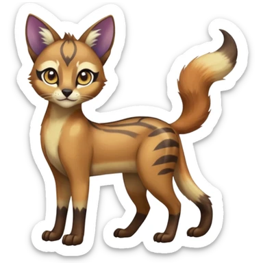 Colorful iridescent Asian painted anime-styled big-eyed shiny glorious divine exotic cool beautiful realistic Meloetta-caracal-civet-sergal-oncilla-animal-Fakémon-hybrid-fursona (full body) sticker