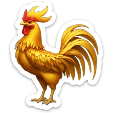 proud and howling golden phoenix rooster with a crown on its head sticker