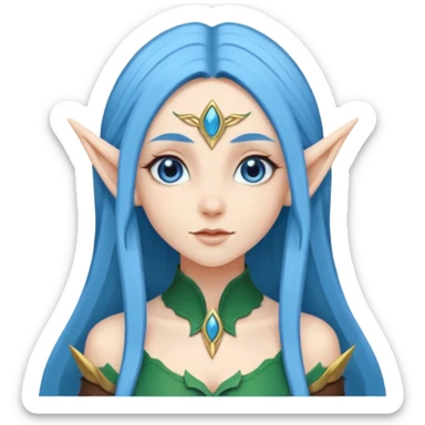 woman elves with blue long hair  sticker