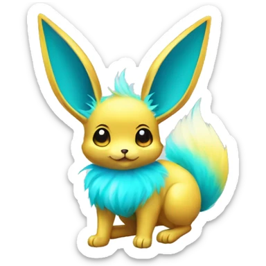 Shiny Colorful Yellow Cyan Electric Mouse Eevee sticker