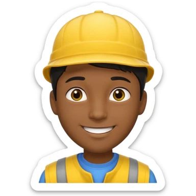 A man with dark skin tone, wearing a bright yellow cap, short black hair mostly covered by the cap, large brown eyes, and a wide smile. sticker