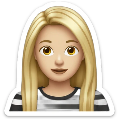 blond woman long hair black stripy t-shirt sticker