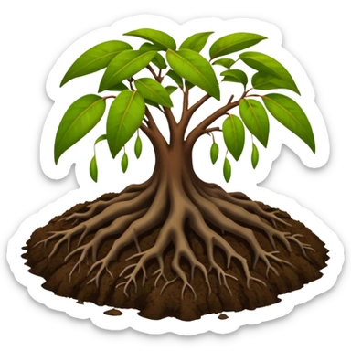 soil organic carbon with mangroves dropping leaves onto soil to rot sticker