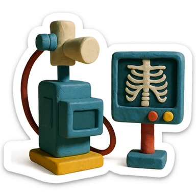 1980s X-ray equipment in claymation style sticker
