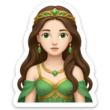 Juno, Marriage Goddess from Rome Mythology with long brunette hair, green outfit sticker