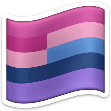 A flag with three different colored stripes, a darkest pink, a light purple and a navy blue, but a little lighter sticker