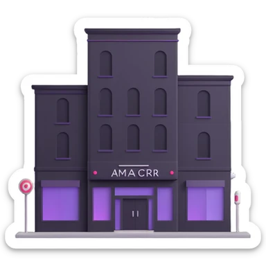 three beauty salon buildings connected by lines sticker