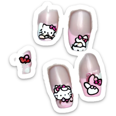 Nails french manicure hello kitty design hand detailed sticker