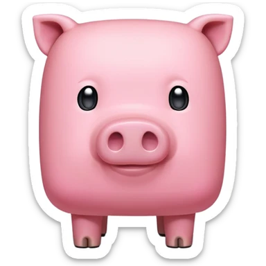 Minecraft pig, full body, pink blocky animal with square head and square body sticker