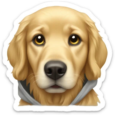 Golden retriever wearing a hoodie sticker