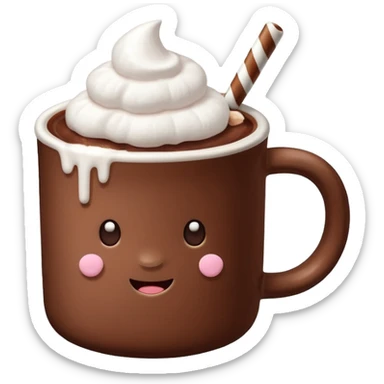aesthetic hot cocoa with marshmallows sticker