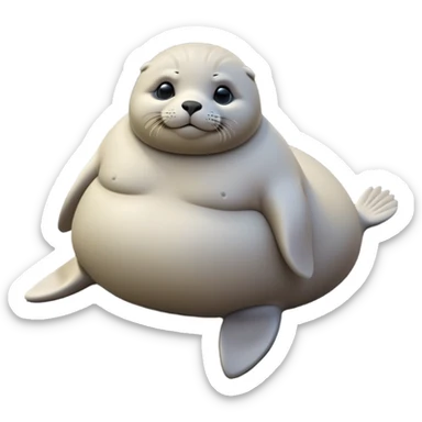 cinematic-seal-realistic-full-body-lounging-emoji,-plump-sleek-body-stretched-out-on-a-rocky-shoreline,-short-smooth-fur-glinting-in-the-sea-breeze,-flippers-tucked-comfortably-beneath-its-body,-large-dark-eyes-filled-with-playful-curiosity,-whiskered-muzzle-lifted-slightly-as-if-smiling,-simplified-yet-realistic-focused-features,-highly-detailed,-glowing-with-a-refreshing-marine-radiance sticker