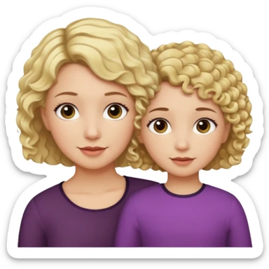 Blonde short hair mom and dark brown curly hair daughter sticker
