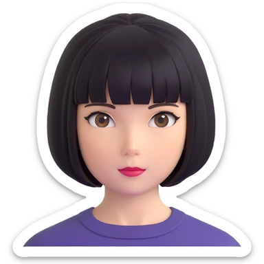 short bob haircut wig sticker